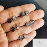 Raw Black Rutile Stud Earrings, Rose Gold Plated Earrings, Gemstone Stud Earrings, Electroplated Studs, Boho Earrings, Fashion Jewelry, Gift